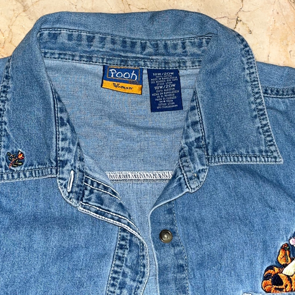 Denim Button-Up Shirt with Embroidery - Picture 2 of 2